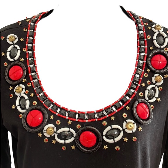 ESCADA black top, beaded embellishment on neckline, size 6, EUC - Picture 2 of 10